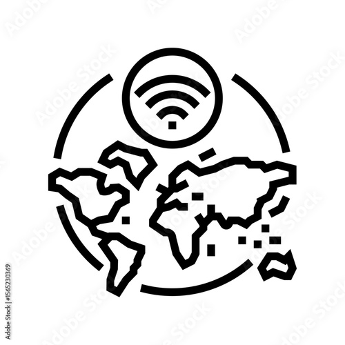 internet usage density map line icon vector illustration