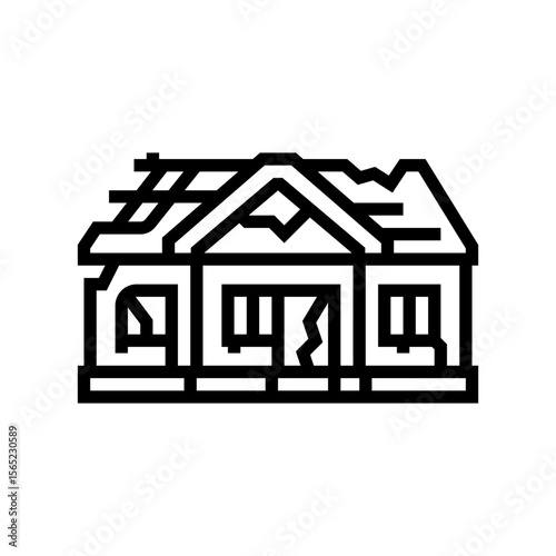 dilapidated house or shelter line icon vector illustration