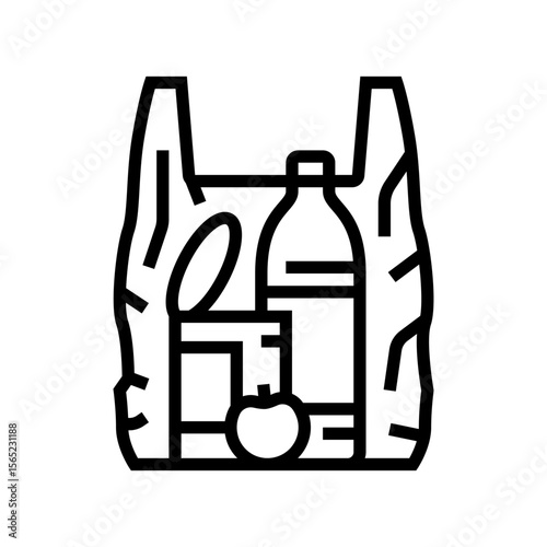 minimal groceries shopping bag line icon vector illustration