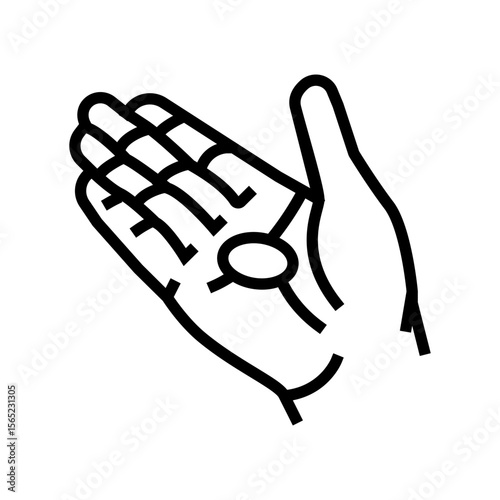 single coin open palm line icon vector illustration