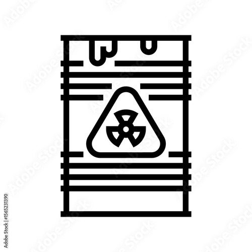 waste barrels radioactive pollution line icon vector illustration