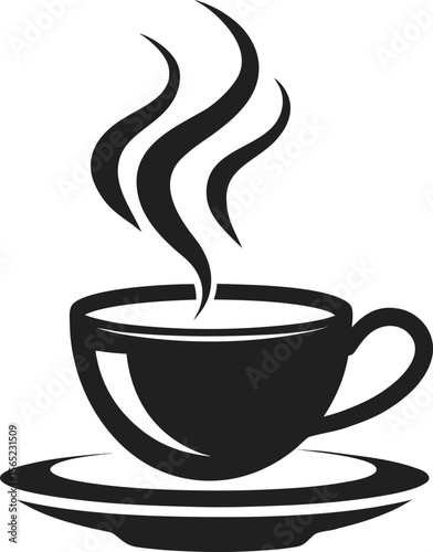 Hot Coffee Mug Icon with Plate – Stylish Café Vector Illustration