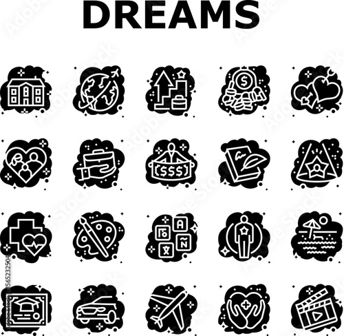 human dreams icons set vector