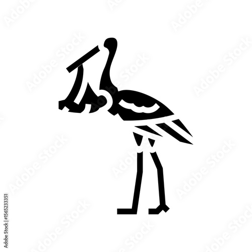 stork carrying baby glyph icon vector illustration