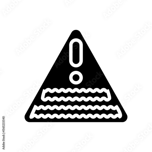 warning near contaminated water chemical pollution glyph icon vector illustration