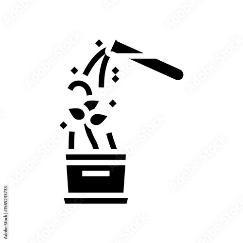 test tube spilling chemicals onto plants glyph icon vector illustration