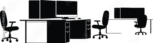 Minimalist Office Workspace Vector