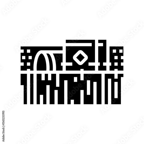 oil drums in abandoned field chemical pollution glyph icon vector illustration