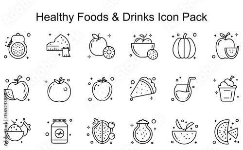 Healthy Foods & Drinks Icon Set