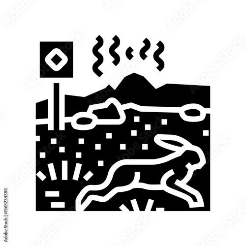 animals fleeing from polluted zone chemical pollution glyph icon vector illustration