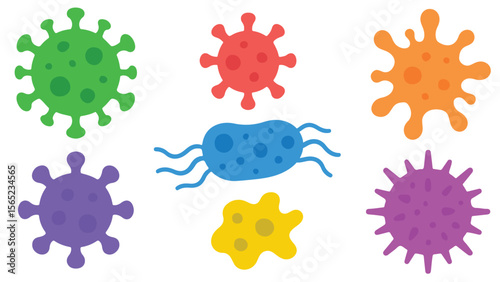 Virus and Bacteria Illustration Microscopic Pathogens Representing Disease, Germs, Infections, and Health Risks for Medical and Educational Use Germs and illness