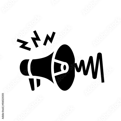 loudspeaker emitting sound waves noise symbol glyph icon vector illustration