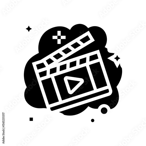 acting movie dream glyph icon vector illustration