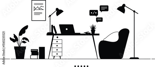 Minimalist Remote Work Home Office Vector