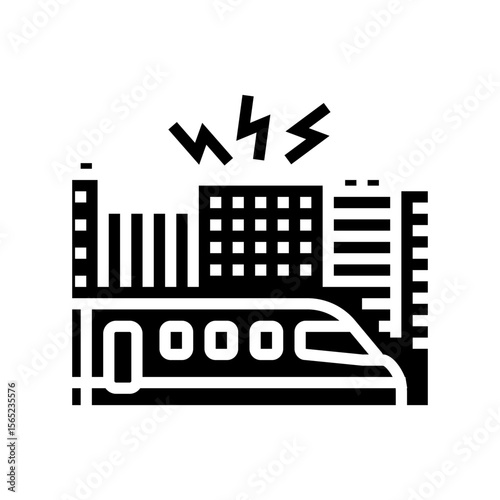 train creating loud sound city glyph icon vector illustration