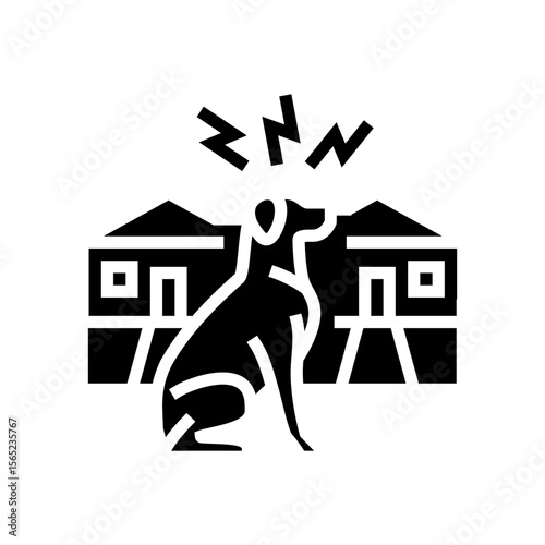 dogs barking loudly noisy neighborhood glyph icon vector illustration