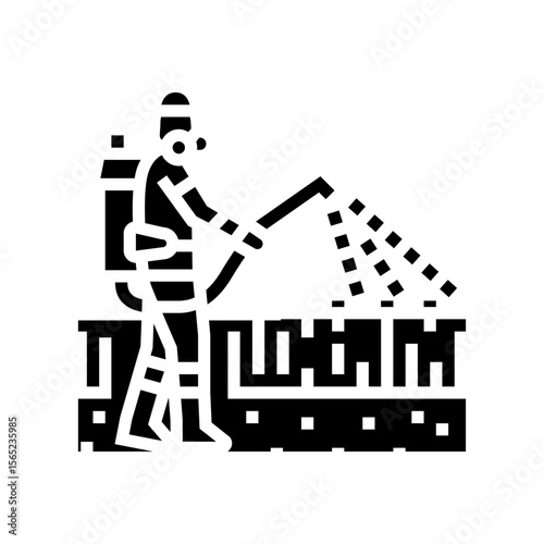 spraying pesticides glyph icon vector illustration