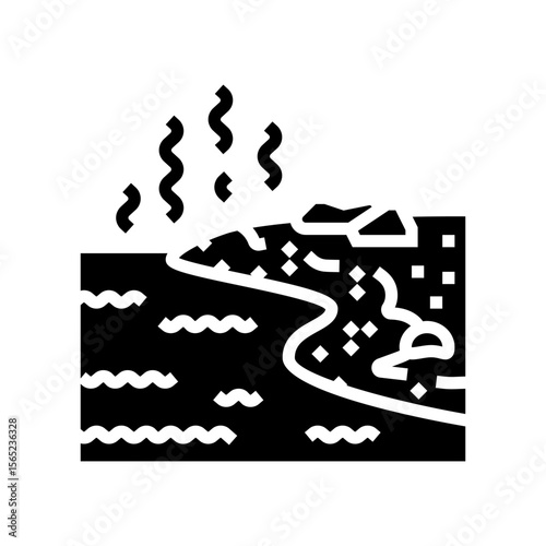 contaminated riverbank glyph icon vector illustration