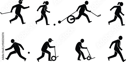 Illustration of Minimalist vector design of senior citizens active by a world-class graphic designer. black and white,  no text, minimalist, abstract, clean white bac