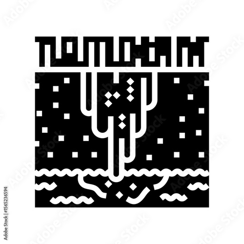 pesticide leaching groundwater glyph icon vector illustration