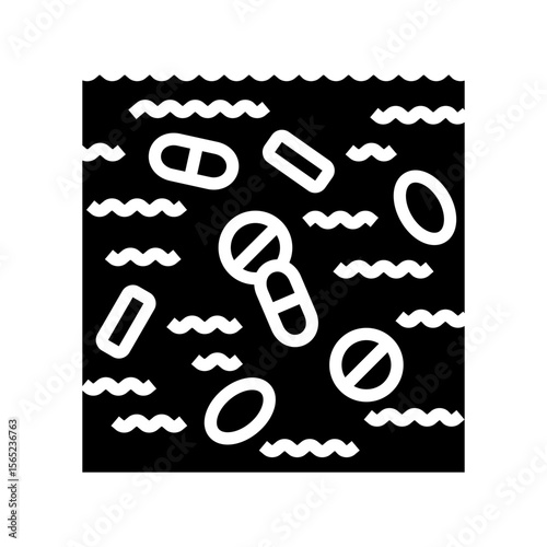 pills water stream glyph icon vector illustration