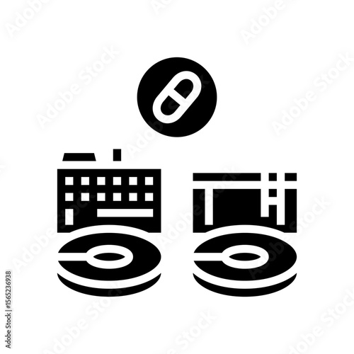 wastewater treatment plant pills glyph icon vector illustration