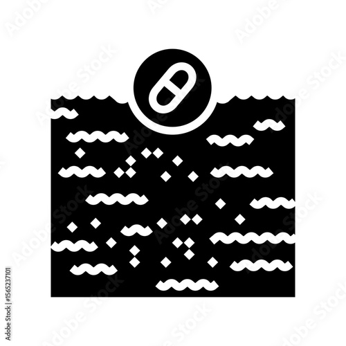pharmaceutical waste ocean glyph icon vector illustration