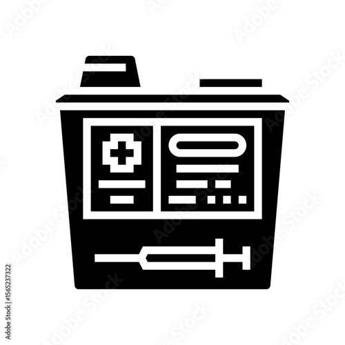 medical waste disposal needles glyph icon vector illustration