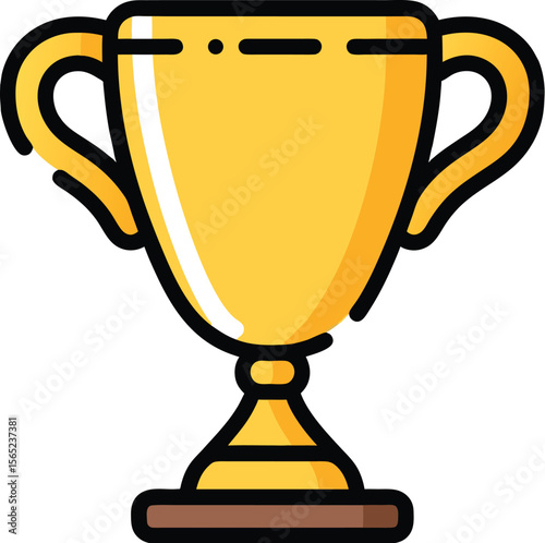 Golden trophy cup icon with black outline on white background