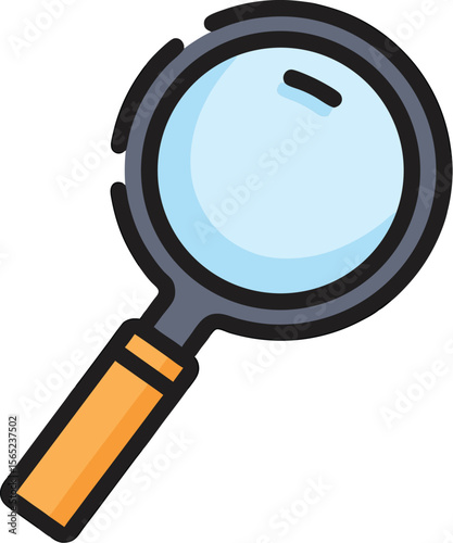 Illustration of a magnifying glass with wooden handle in flat vector style