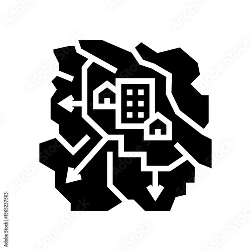 expansion of city borders map glyph icon vector illustration