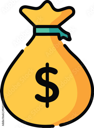 Illustration of a money bag with dollar symbol in simple flat vector style