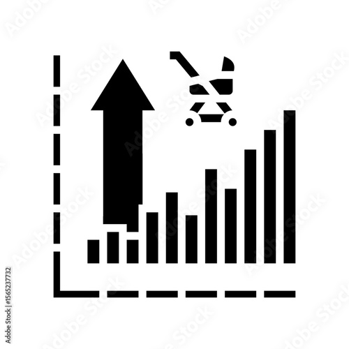 fertility rate chart glyph icon vector illustration