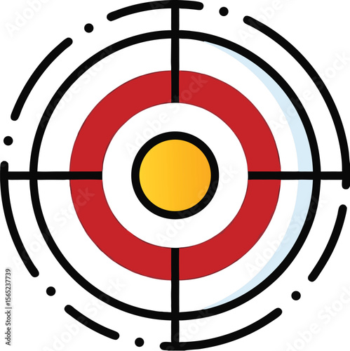 Illustration of circular shooting target with crosshair in flat design style