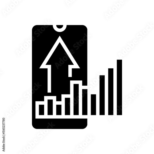 mobile phone usage surge glyph icon vector illustration