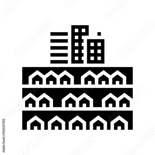 suburban neighborhood glyph icon vector illustration