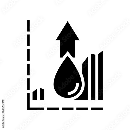 water consumption rise glyph icon vector illustration
