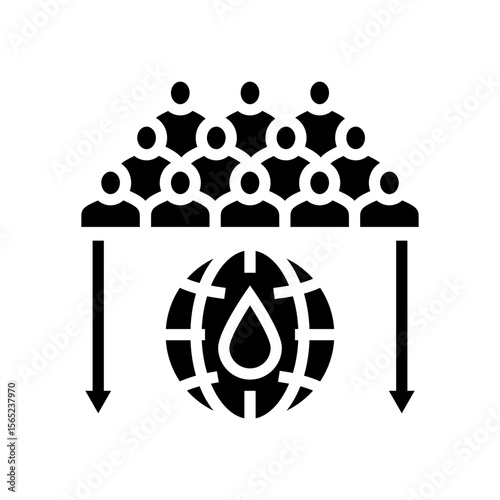 population pressure natural resources glyph icon vector illustration