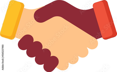 Illustration of two hands shaking in flat style symbolizing agreement and partnership
