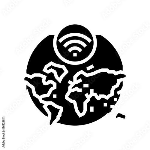 internet usage density map glyph icon vector illustration