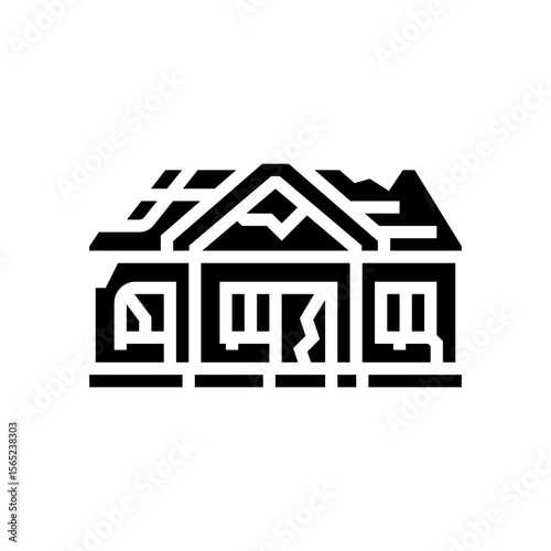 dilapidated house or shelter glyph icon vector illustration