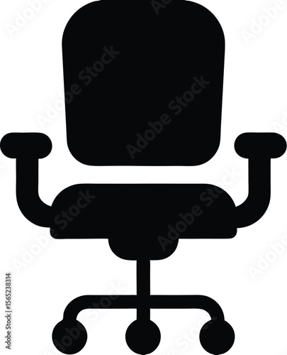 Silhouette of a modern office chair with armrests and swivel base