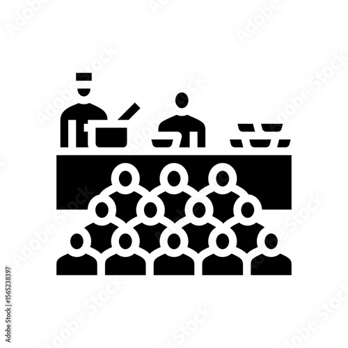 queue at soup kitchen glyph icon vector illustration