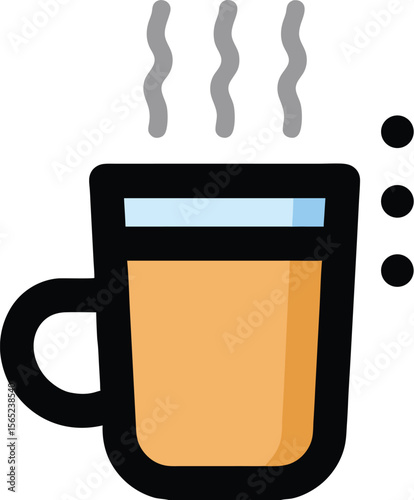 Simple vector illustration of a steaming hot beverage in a glass cup