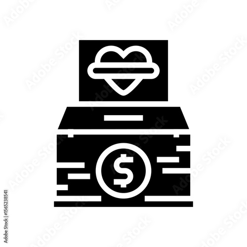 donation box glyph icon vector illustration