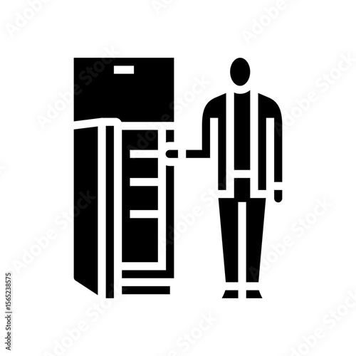 person looking empty refrigerator glyph icon vector illustration