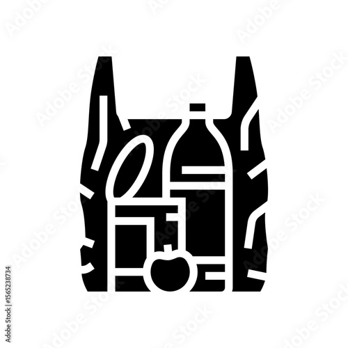 minimal groceries shopping bag glyph icon vector illustration