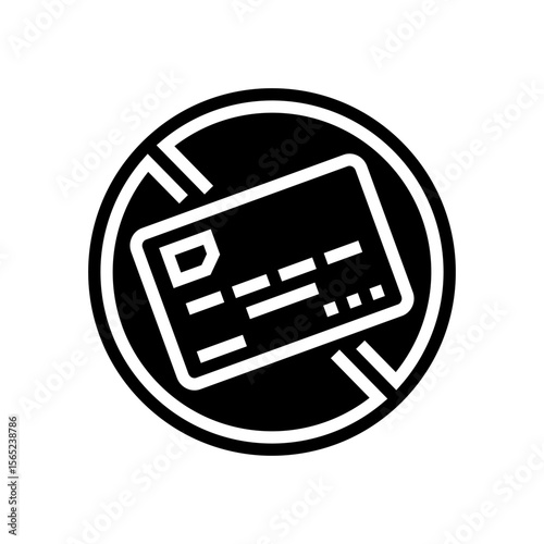 crossed out credit card glyph icon vector illustration