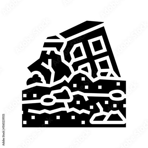 destroyed landscape radiation radioactive pollution glyph icon vector illustration