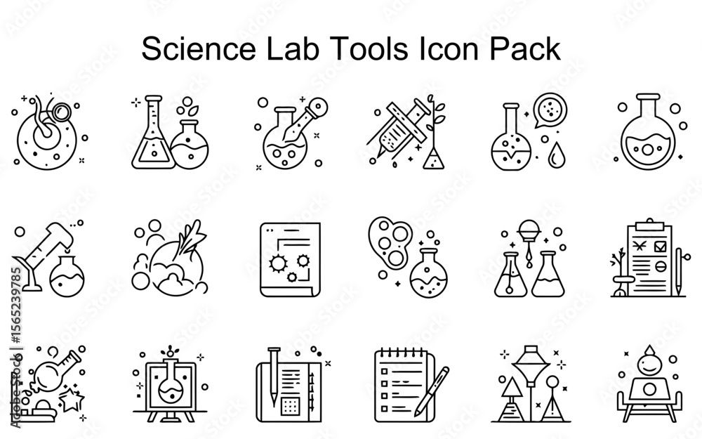 Fototapeta premium Science Lab Tools Icon Pack